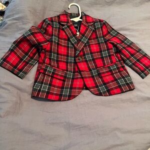 Tartan Blazer. Holiday Print.